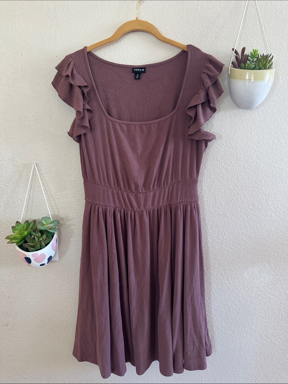 Torrid Flutter Sleeves Square Neck Basic Dress 0 XL